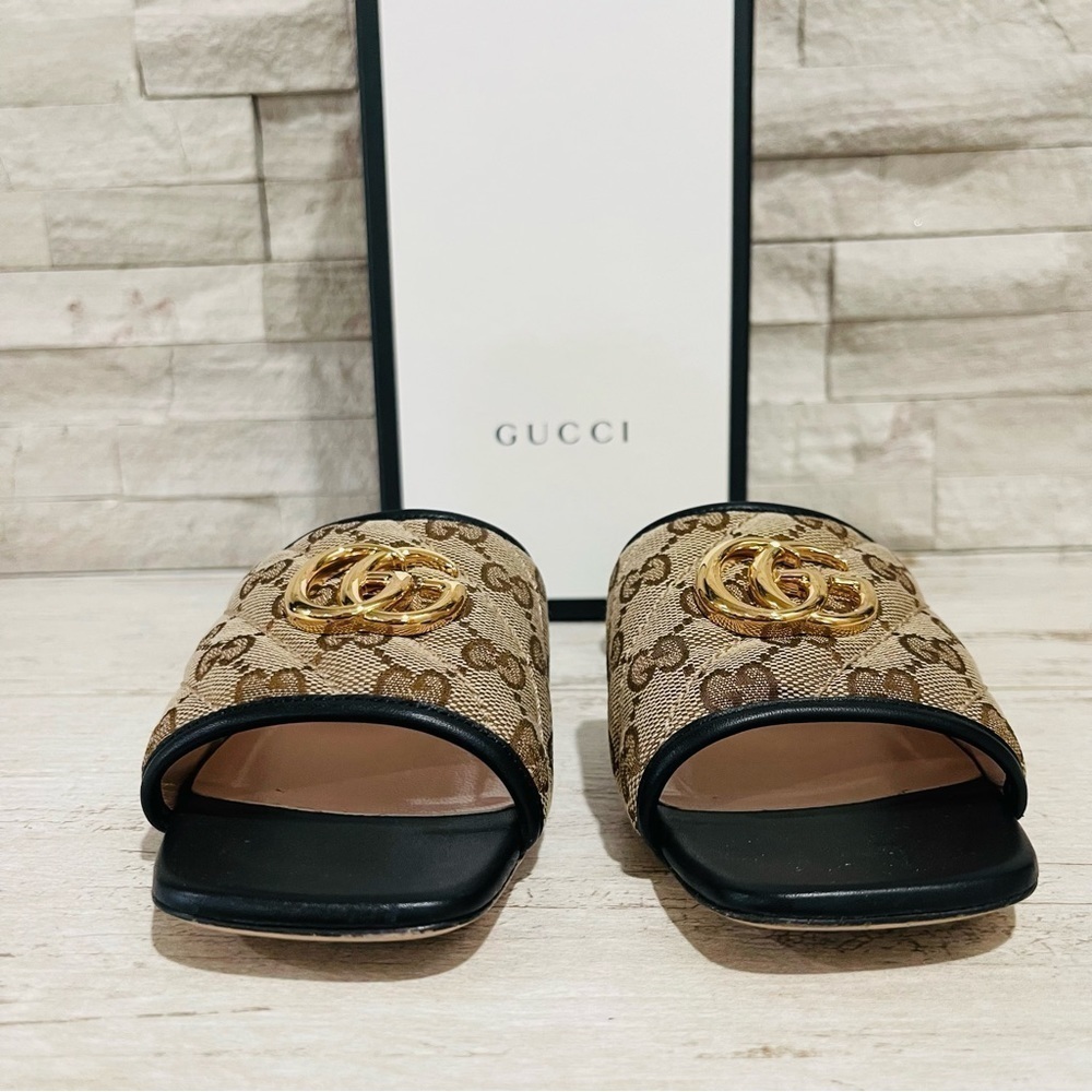 Gucci Jolie Black GG Supreme Monogram Matelasse Sandals Mules Slides SZ 36 - Picture 4 of 16